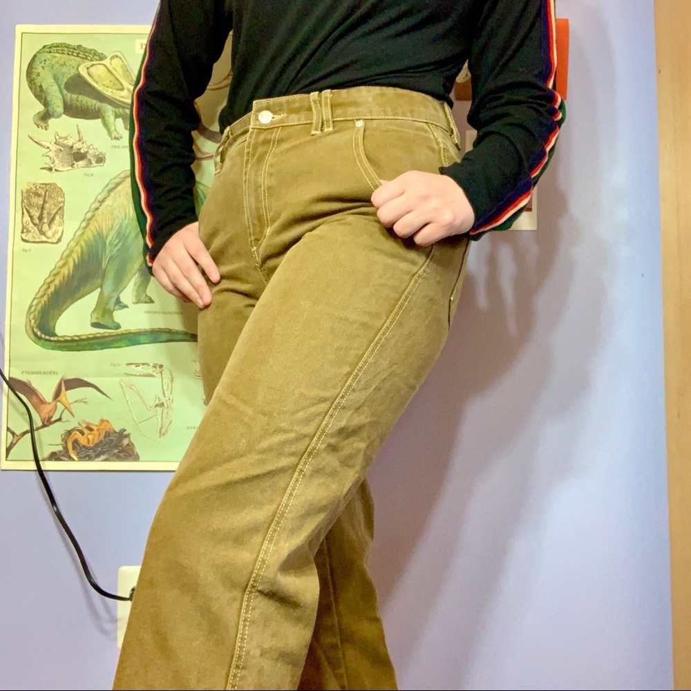 Khaki Urban Outfitters High Rise Pants